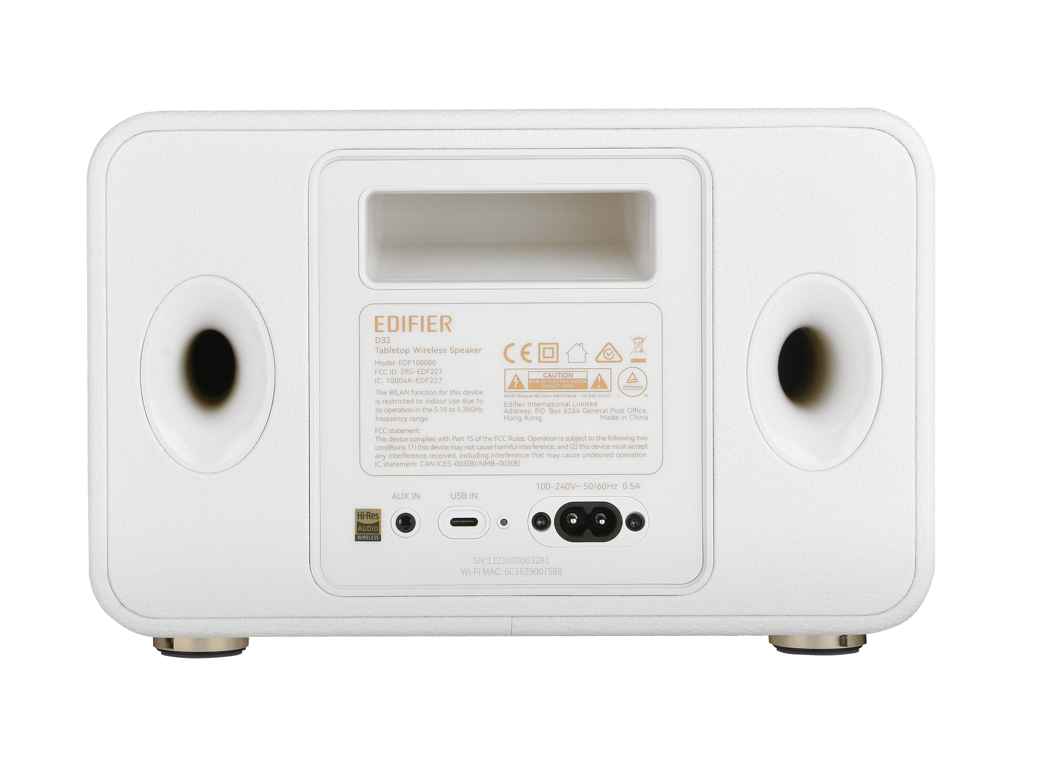 Edifier D32 Tabletop Bluetooth Hi-Res Speaker With Built In Battery - White