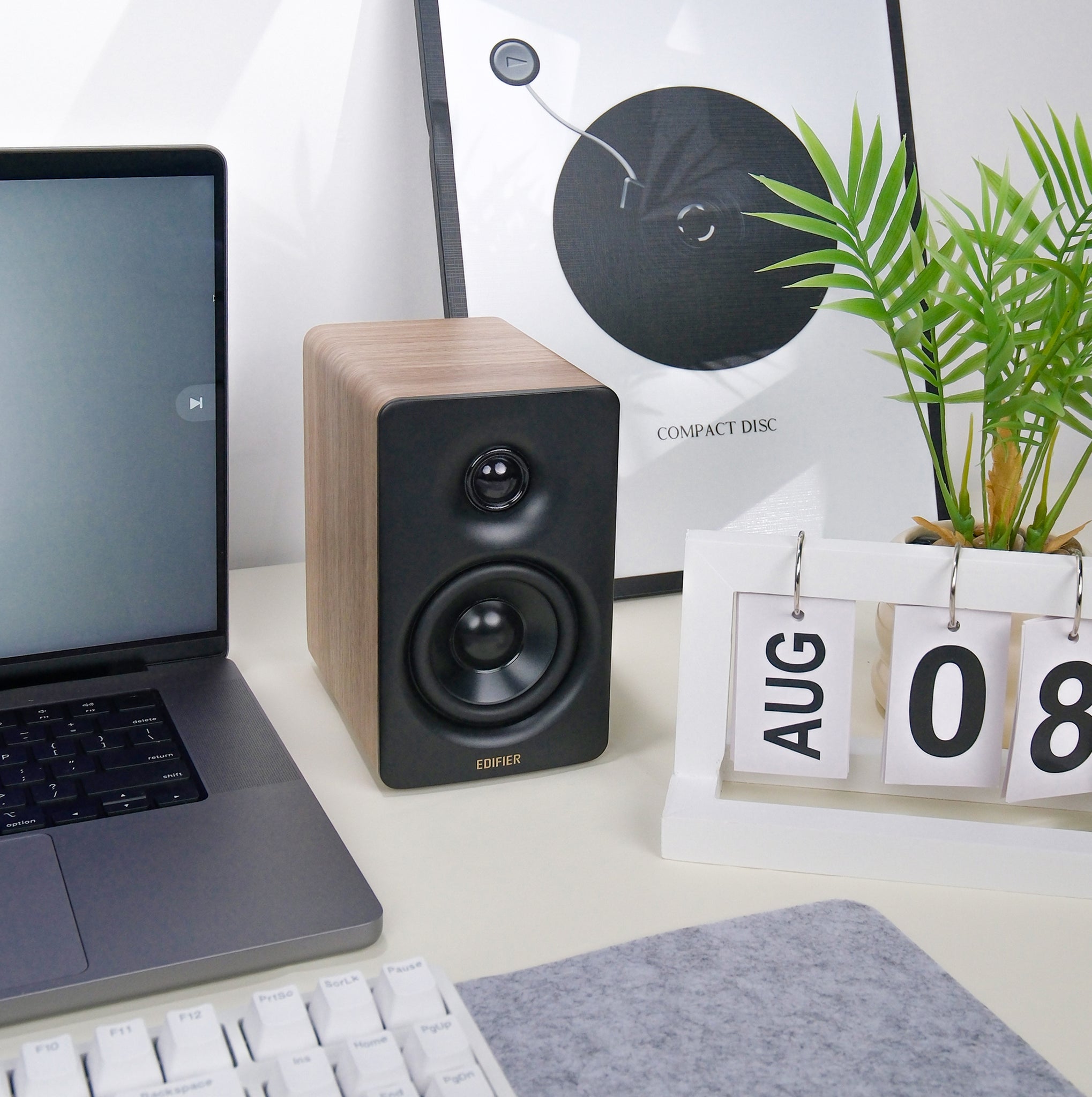Edifier M60 2.0 Compact Desktop Hi-Res Bluetooth Speaker System - With Stands - Classic Oak