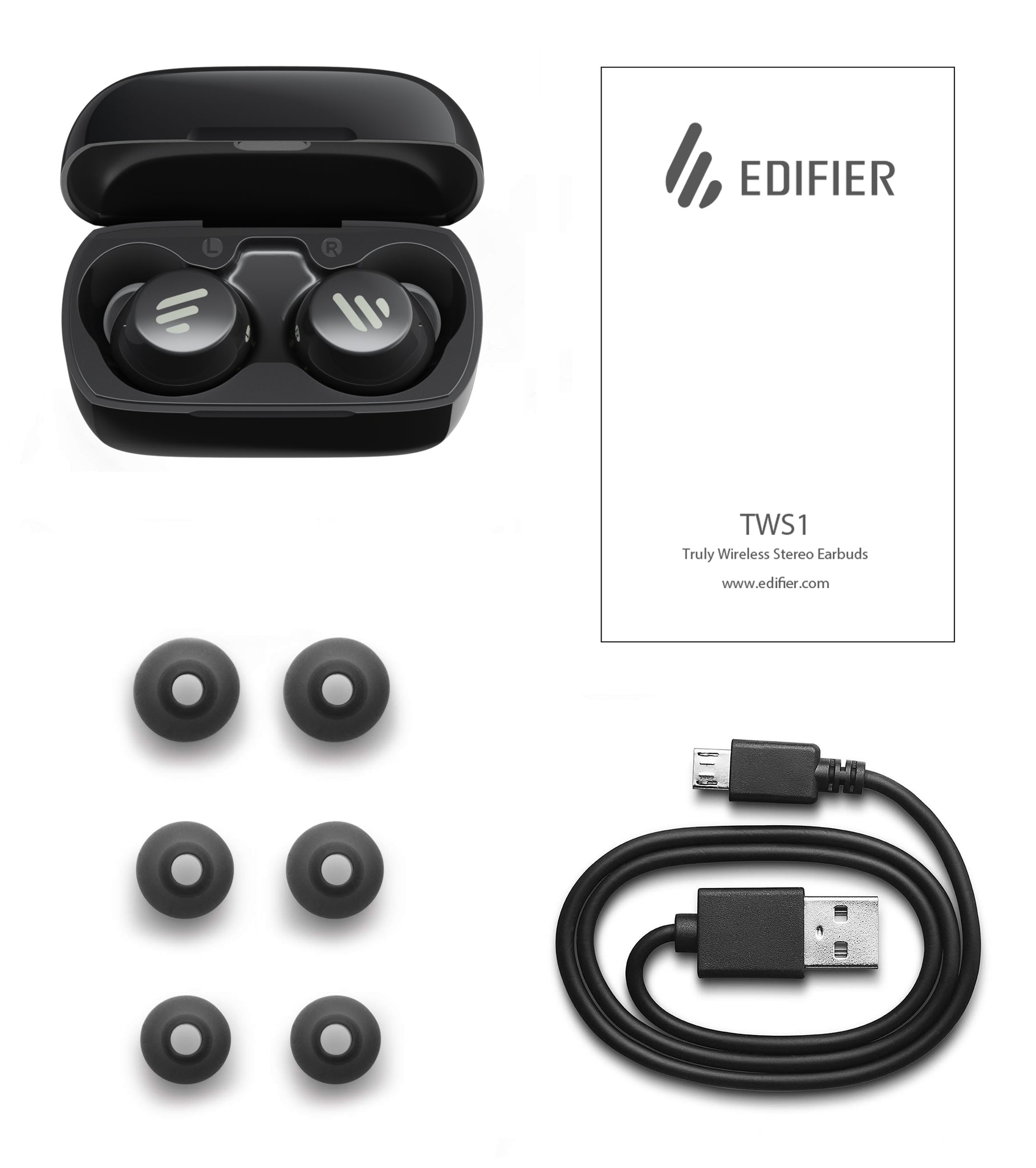 Edifier TWS1 True Wireless (TWS) Bluetooth 5.0 Earbuds With Touch Control - Black